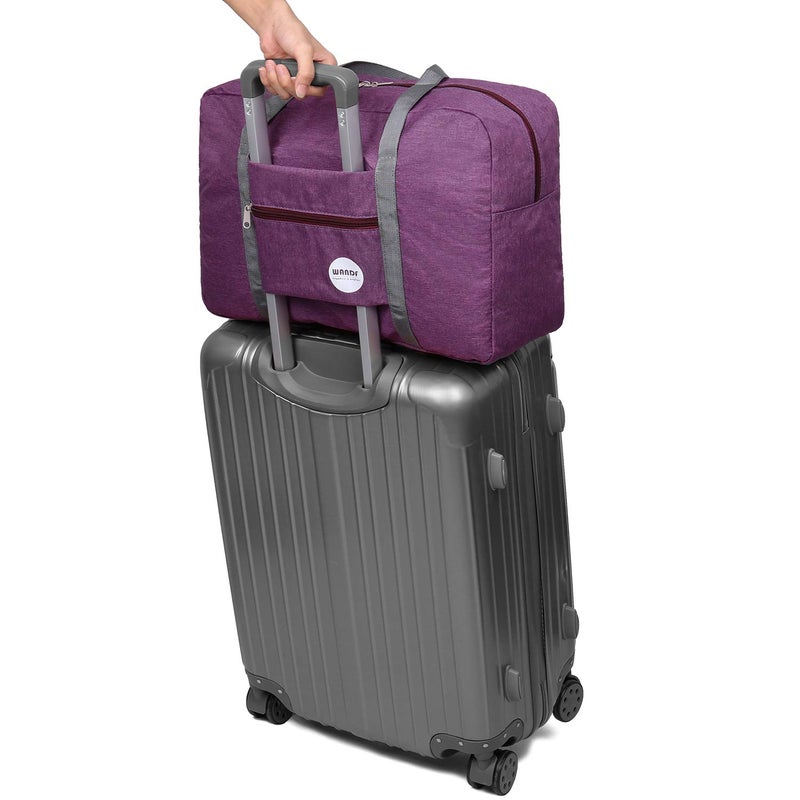WANDF For Spirit Airlines Personal Item Bag 18x14x8 Travel Duffel Bag Underseat Foldable Carry-on Luggage for Women (B- Denim Purple) - Image 5